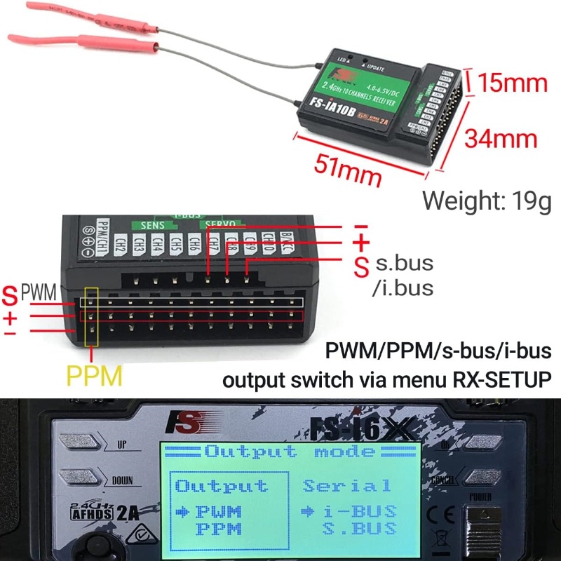Receptor Flysky FS-iA10B 10CH  - Flysky Transmitter avaliação e preço